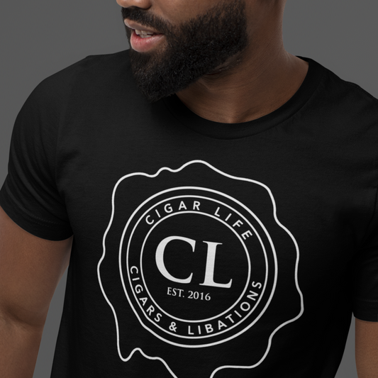 Men's Black Short Sleeve Cigar Life Inverted Logo T-shirt