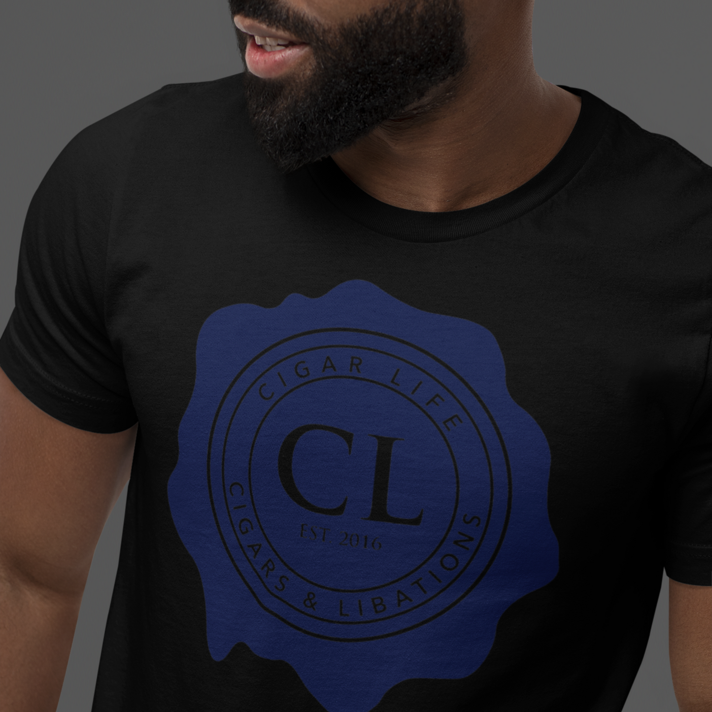 Men's Black Short Sleeve Cigar Life Logo T-shirt