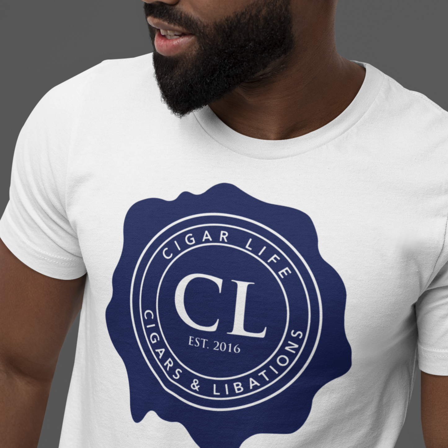 Men's White Short Sleeve Cigar Life Logo T-shirt