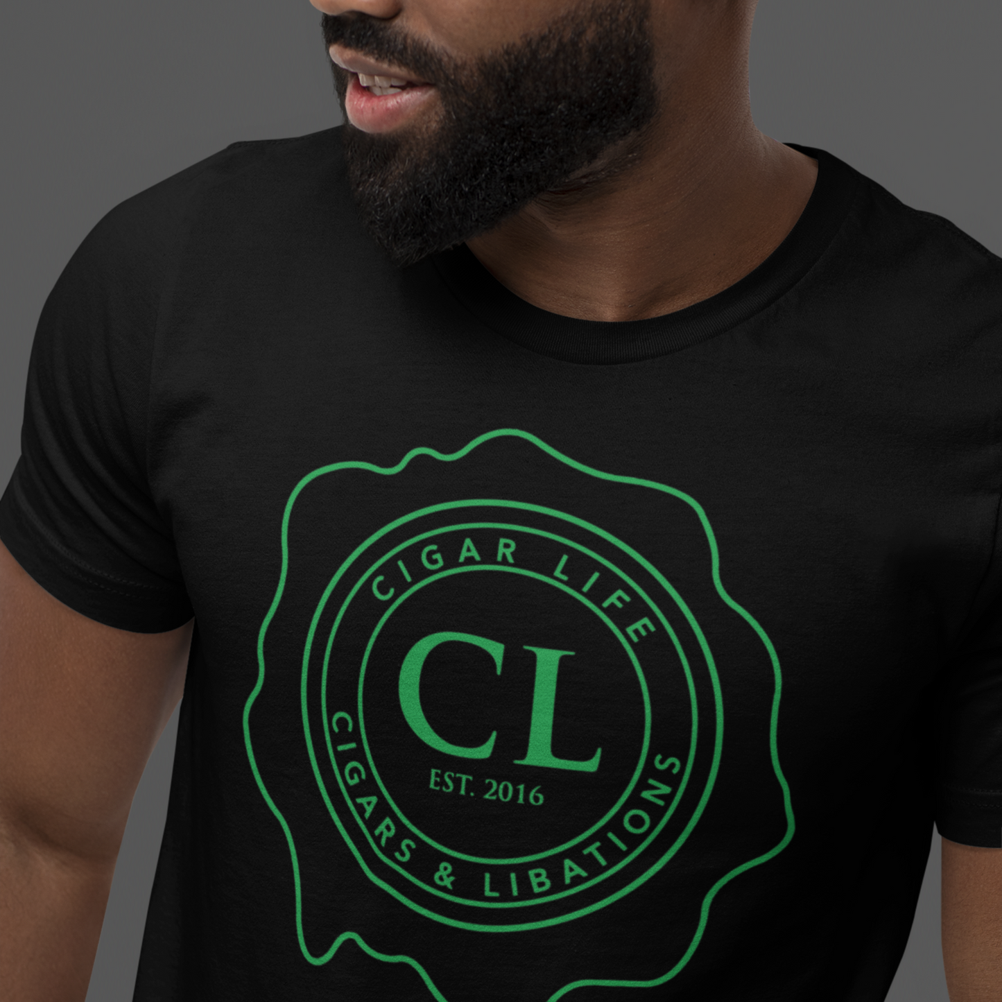 Men's Black Short Sleeve Cigar Life Inverted Logo T-shirt