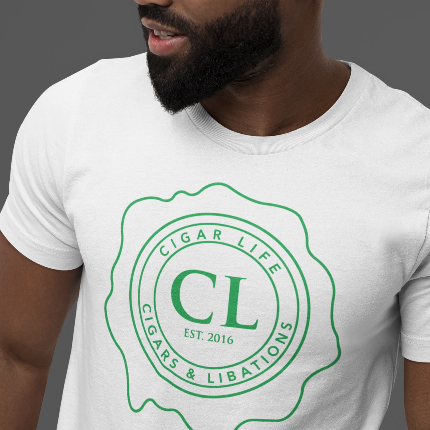 Men's White Short Sleeve Cigar Life Inverted Logo T-shirt