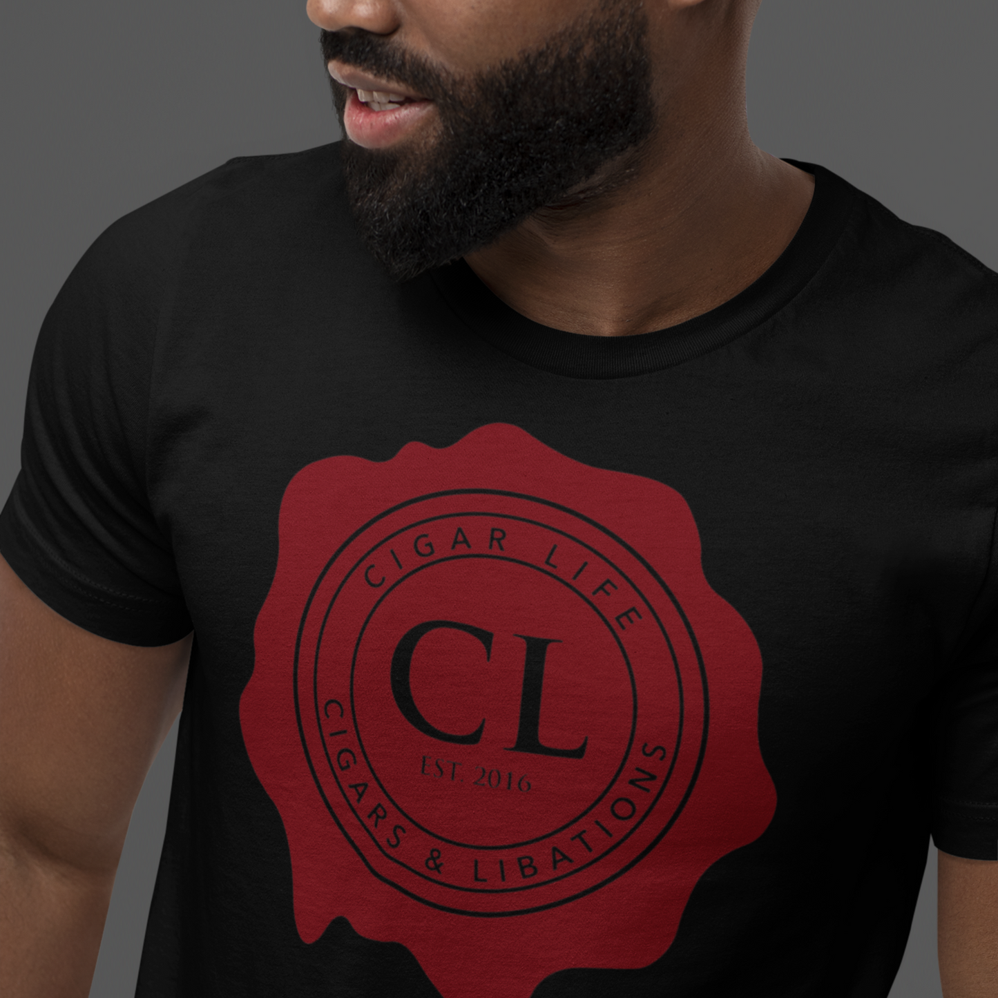 Men's Black Short Sleeve Cigar Life Logo T-shirt