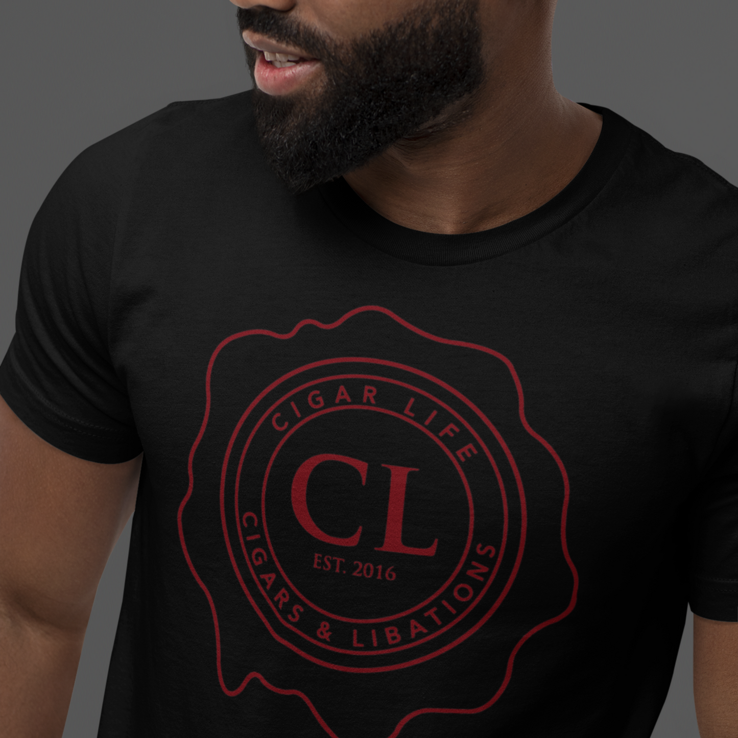 Men's Black Short Sleeve Cigar Life Inverted Logo T-shirt