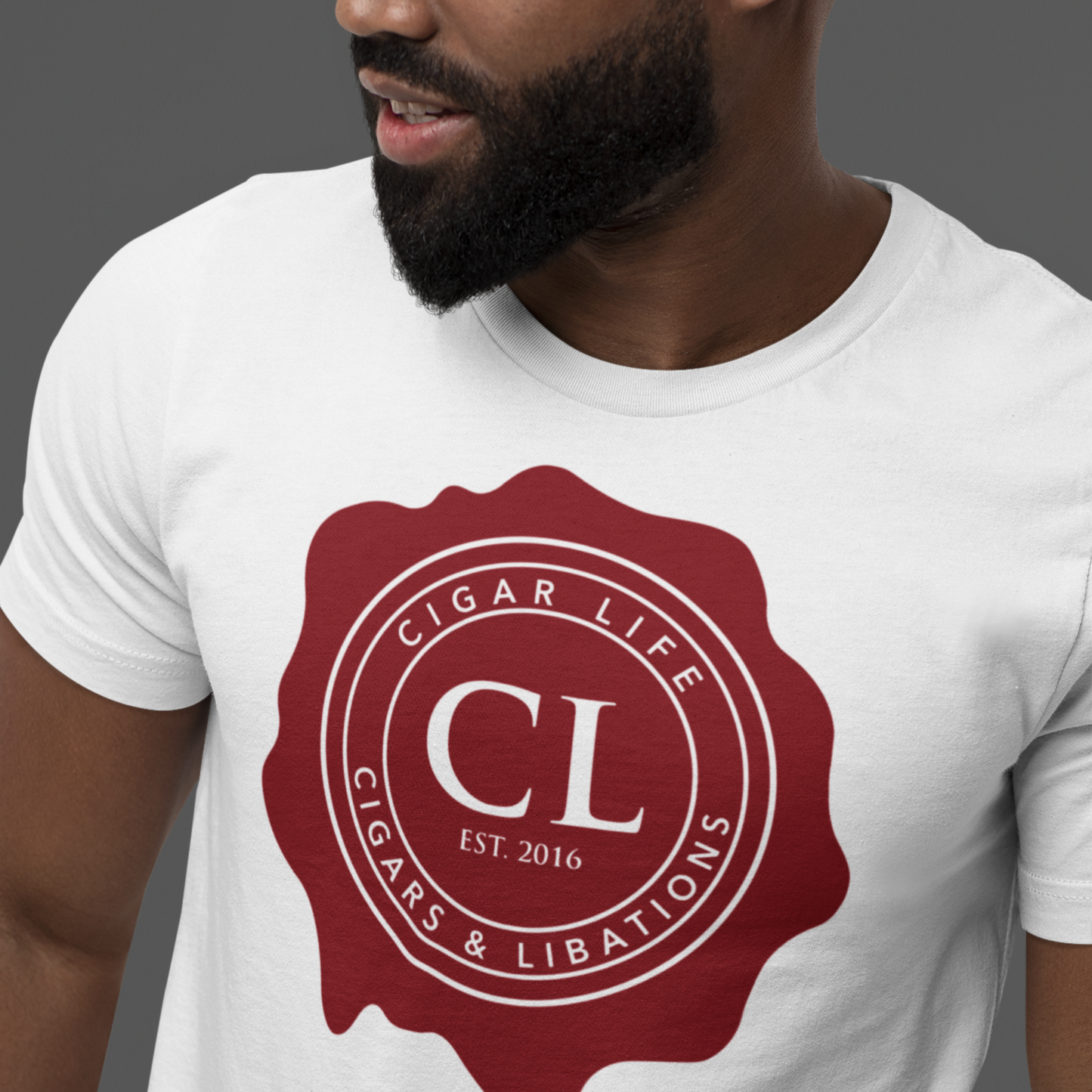 Men's White Short Sleeve Cigar Life Logo T-shirt