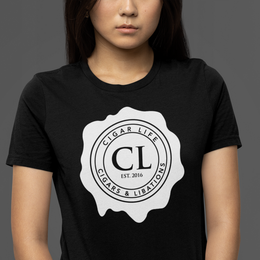 Women's Black Short Sleeve Cigar Life Logo T-shirt