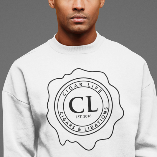 Men's White Cigar Life Logo Sweatshirt