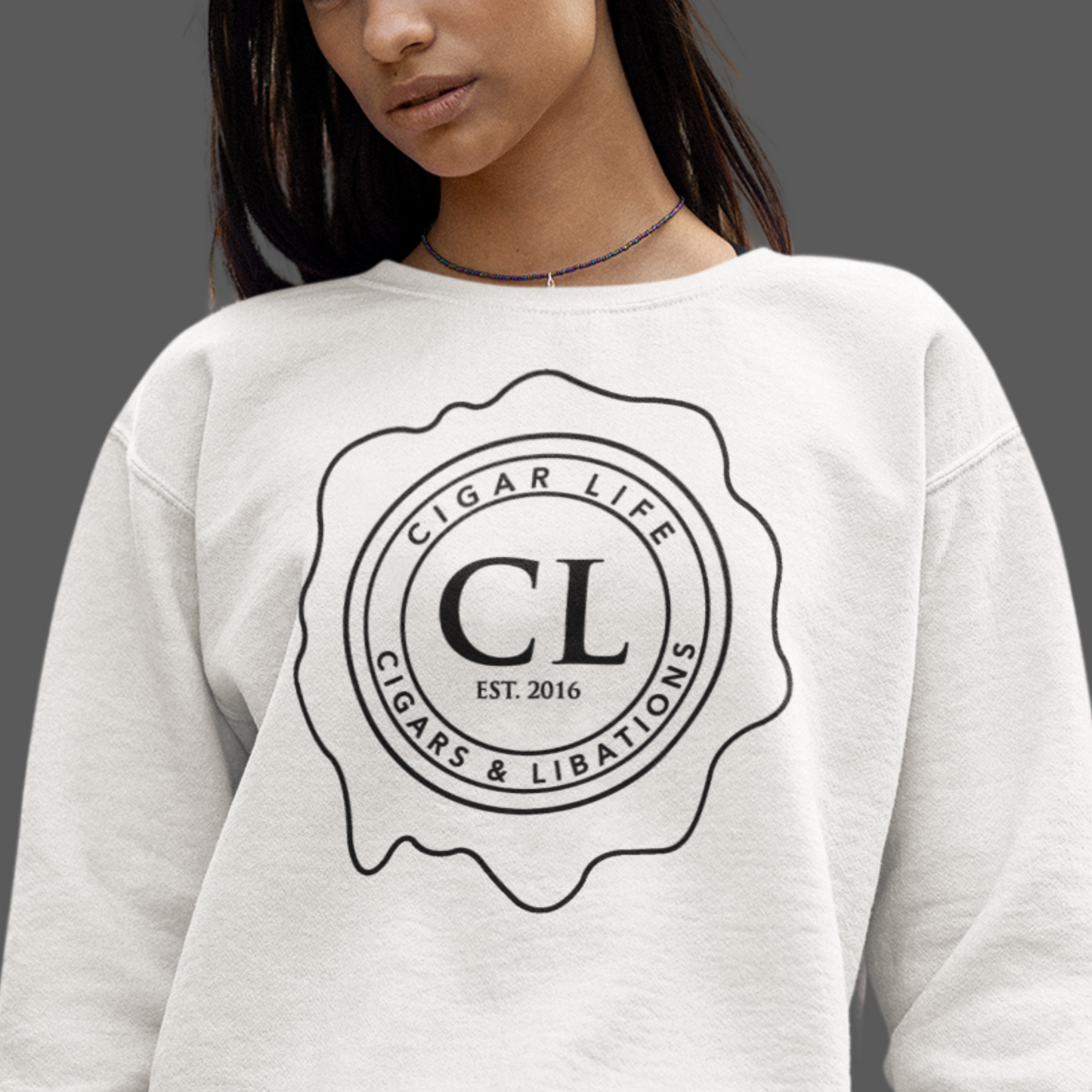 Women's White Cigar Life Logo Sweatshirt