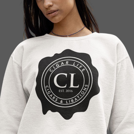 Women's White Cigar Life Logo Sweatshirt