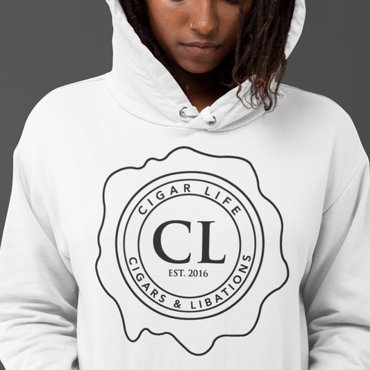 Women's White Cigar Life Logo Hoodie