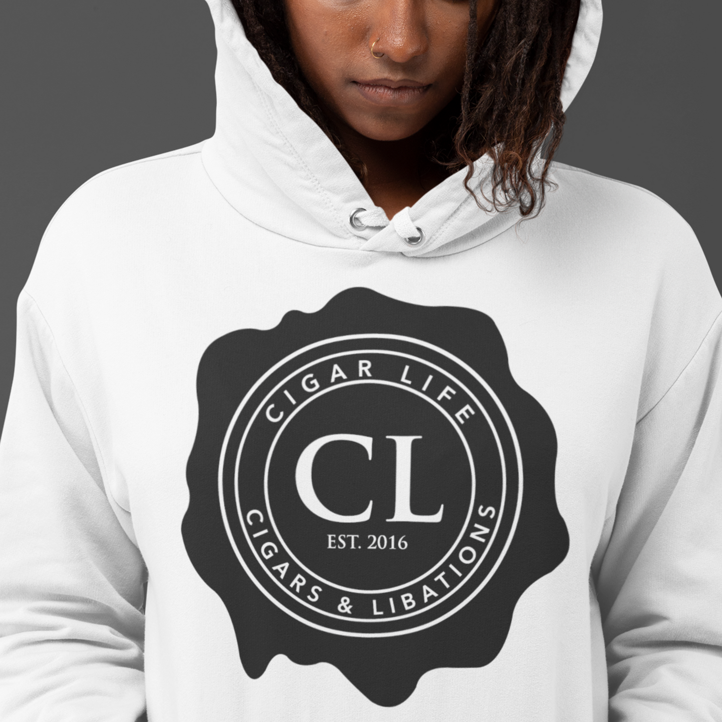 Women's White Cigar Life Logo Hoodie