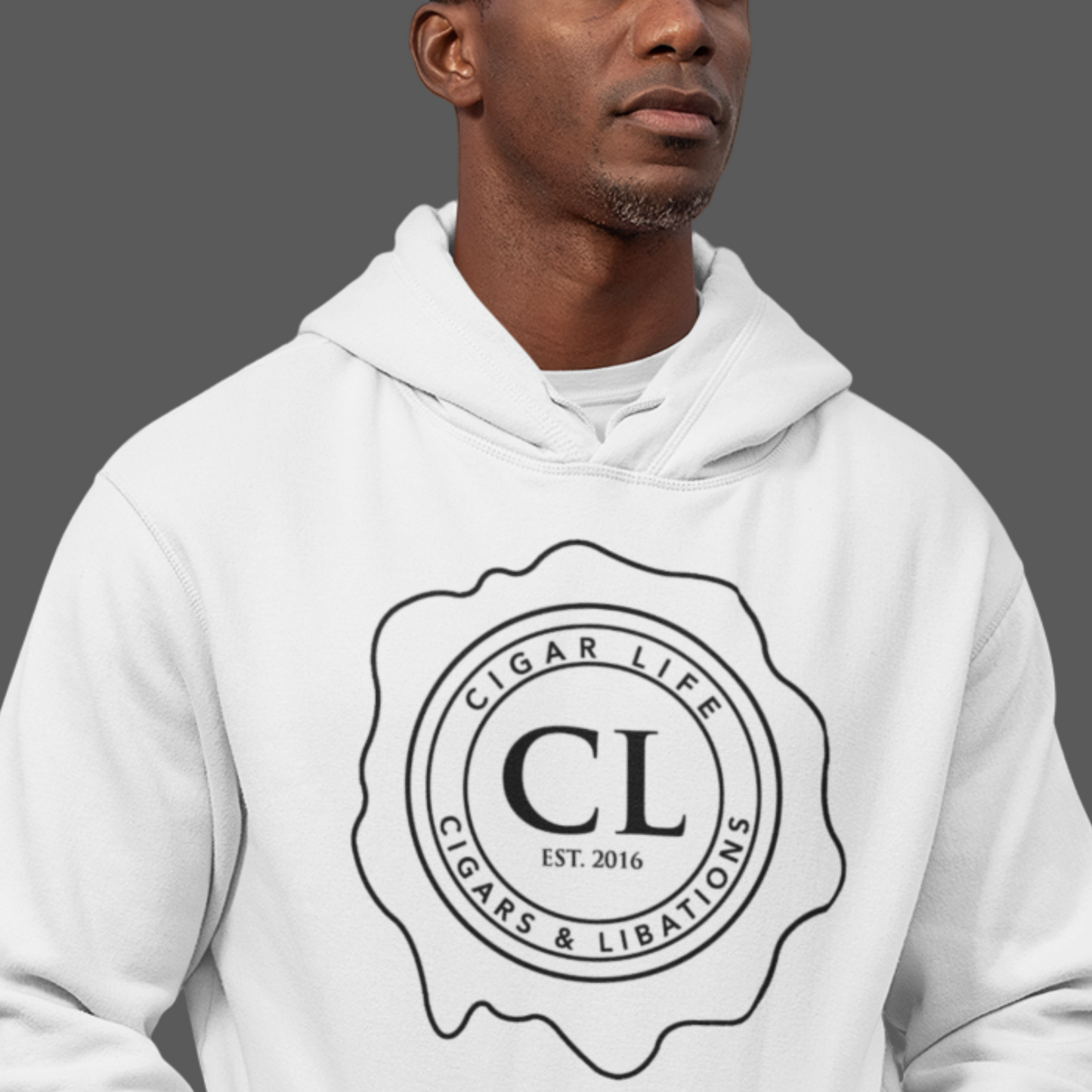 Men's White Cigar Life Logo Hoodie