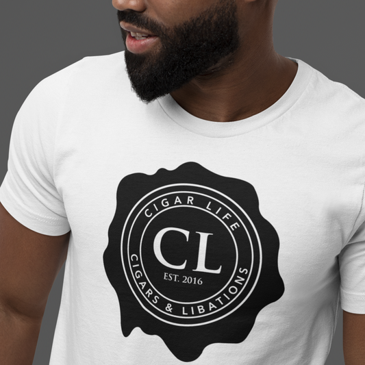 Men's White Short Sleeve Cigar Life Logo T-shirt